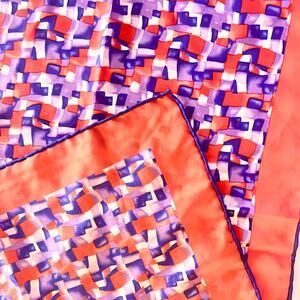 VTG Doncaster Geometric Silk Square Scarf Hand Rolled Edges